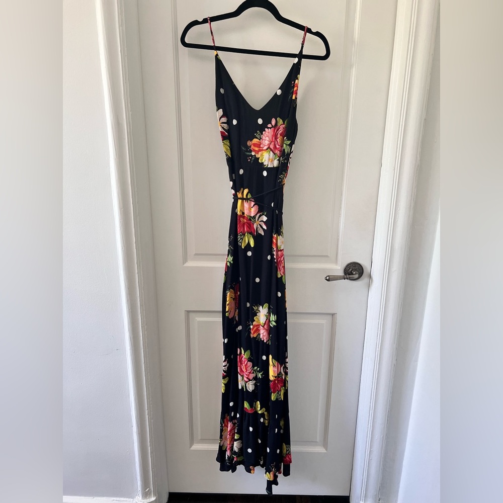 Farm Rio Nanaju Black Floral wrap maxi dress - Picture 7 of 12